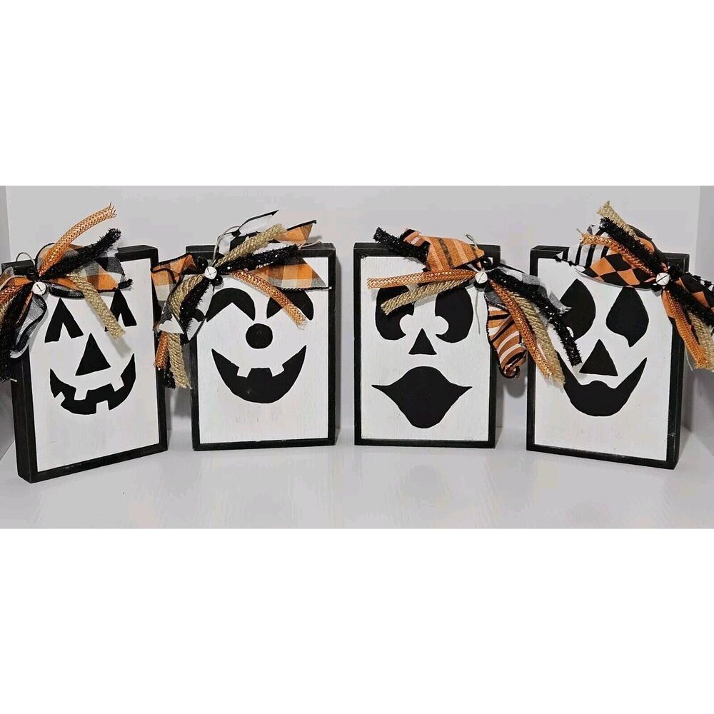 Jack O' Lantern 5x7 Wood Frame‎ Face Halloween Decor